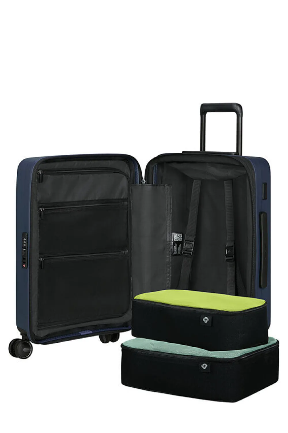 restackd_nelipyrinen_laaj_2-1.webp Samsonite Restackd Nelipyöräinen laajennettava matkalaukku 55cm Midnight New